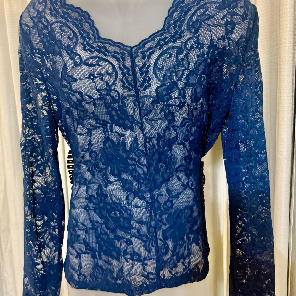 Elegant Blue Lace Women's Top